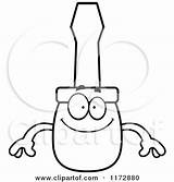 Mascot Screwdriver Happy Clipart Cartoon Cory Thoman Outlined Coloring Vector sketch template