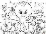 Octopus Coloring Pages Printable Cartoon Drawing Under Supercoloring Categories sketch template