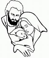 Mary Joseph Jesus Coloring Baby Clipart Pages Christmas Mother Family God Clip Holy Draw Drawings Silhouette Sheets Template Sketch Drawing sketch template
