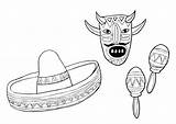Coloring Pages Sombrero Mexican Pinata Mariachi Kids Maracas Printable Mexico Getcolorings Color Getdrawings Colorings Thank sketch template