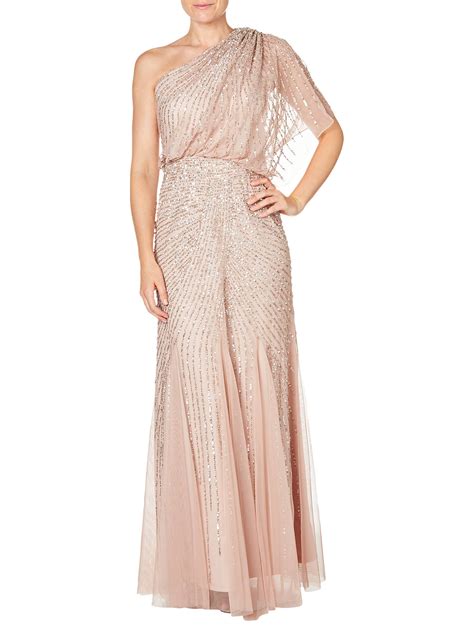 adrianna papell one shoulder beaded blouson gown blush at john lewis