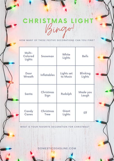 christmas light bingo  pages