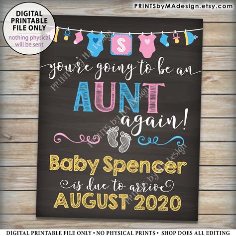 Youre Going To Be An Aunt Pregnancy Announcement Sign Aunt Again