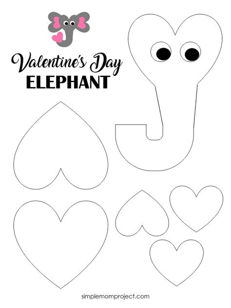 printable heart elephant craft  kids february crafts