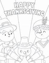 Coloring Thanksgiving Pages Printable Pilgrim Turkey Cute Kids Fun Downloads sketch template