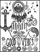 Coloring Pages Vibes Good Name Hippie Adult sketch template