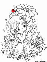 Coloring Pages Fairy Fairies Color Kids Printable Cute Moments Precious Colouring Flowers Adult Butterfly Flower Digi Stamps Book Print Stamp sketch template