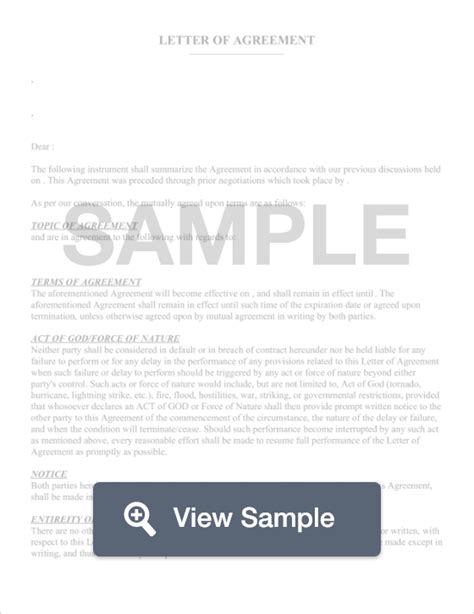 letter of agreement create and download for free formswift