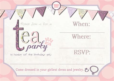 printable tea party invitation template  invitation templates