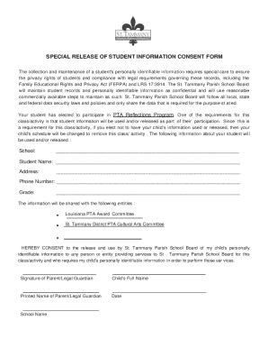 fillable  magnoliatraceelementary stpsb special release  student information consent