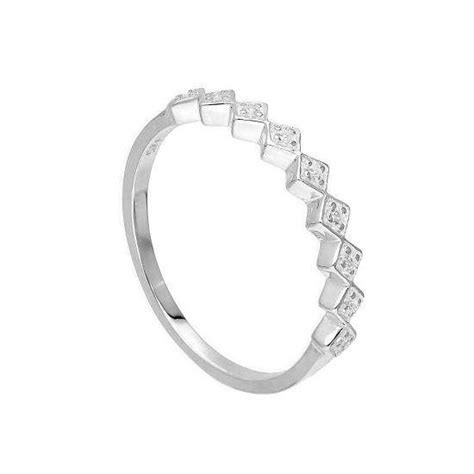 Sterling Silver And Clear Cz Crystal Squares Half Eternity Ring Sizes H