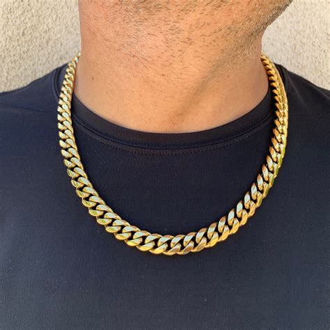 mm cuban link chain thick cuban stainless steel gold etsy canada
