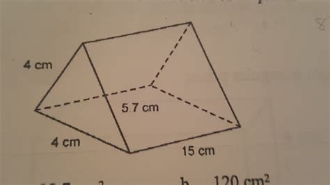 area   triangular face    triangular prism  cm
