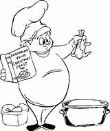 Christmas Food Coloring Pages Feast Chef sketch template