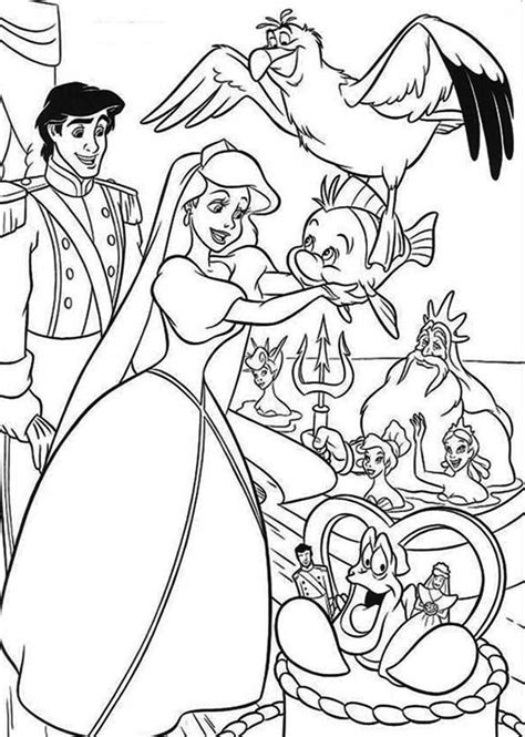 ariel  prince eric wedding day coloring page ariel  prince eric