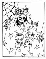 Halloween Coloring Pages Spooky Printable Kids Scary Horror Color Print Skeleton Colouring Sheets Goblin Celebration Decorations Goblins Skull Popular Library sketch template