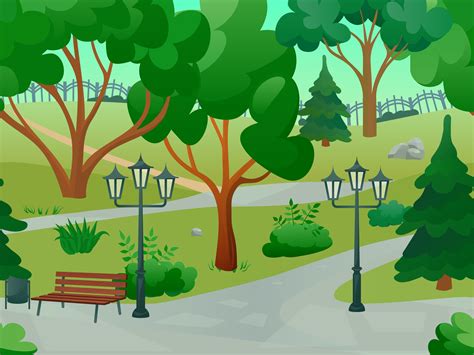 park landscape illustration  vector art  vecteezy