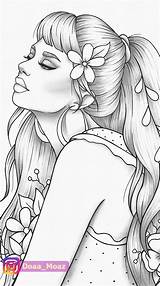 Coloring Girl Printable Pages Adult Colouring Portrait Girls Drawing Cartoon Etsy Sheet Beautiful Clothes Sketches sketch template