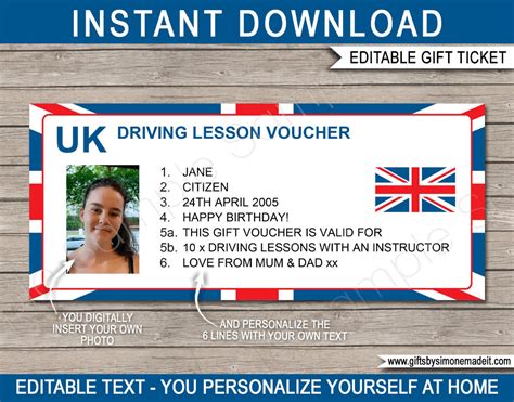 uk driving lesson voucher template gift certificate card etsy uk