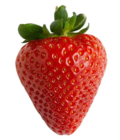 a close up of a strawberry on a white background