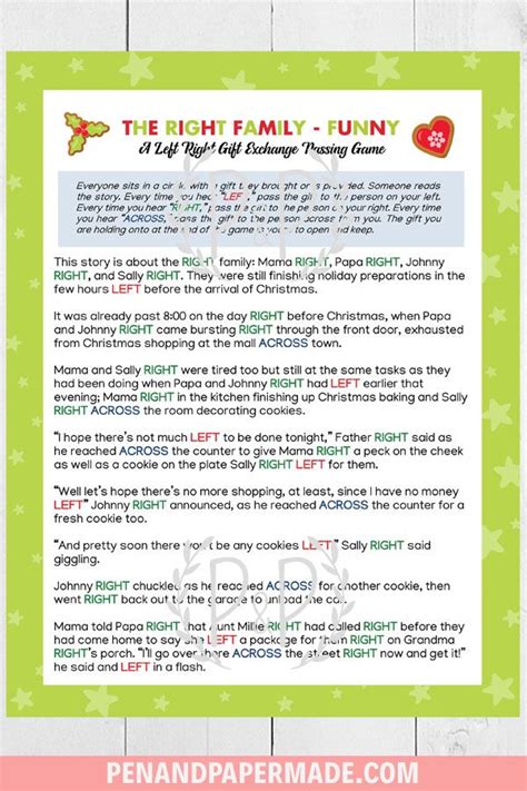 funny christmas left  game christmas game printable