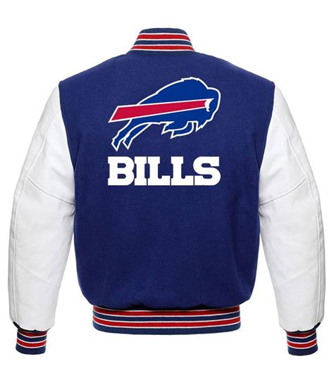 blue  white buffalo bills varsity jacket jackets creator