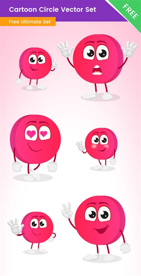 cartoon circle vector set vector characters