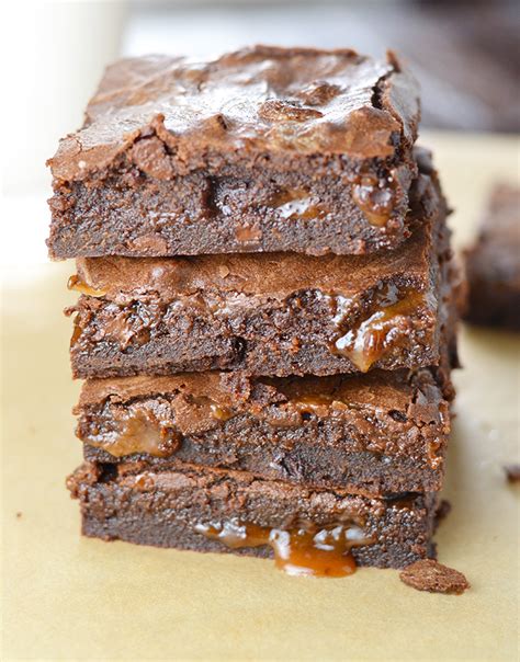 double layer caramel brownies impeckable eats
