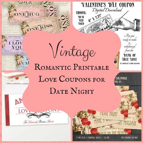 Vintage Romantic Printable Love Coupons For Date Night