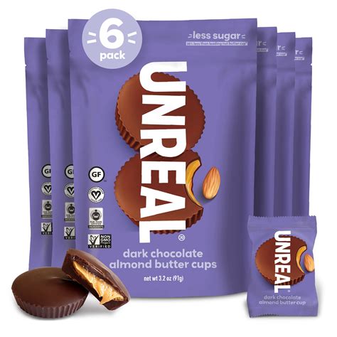 Buy Unreal Dark Chocolate Almond Butter Cups Vegan Gluten Free Less