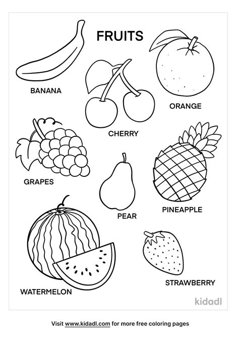 names  fruits coloring page coloring page printables kidadl