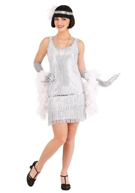 womens  size silver flapper dress costume