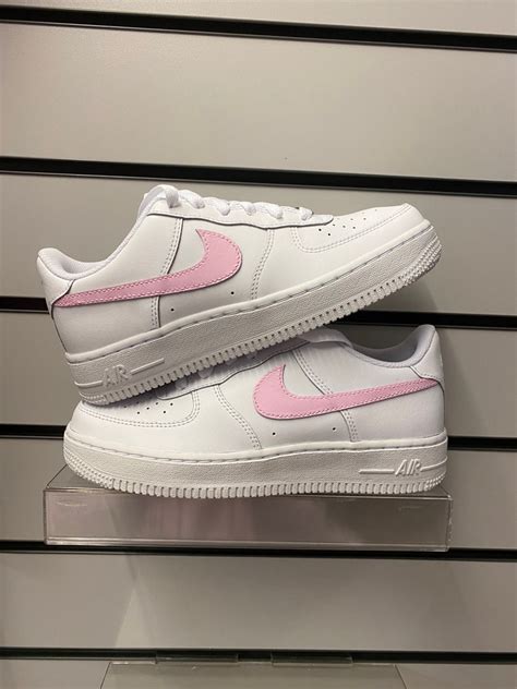 Custom Nike Air Force 1 X Pink Swoosh Etsy