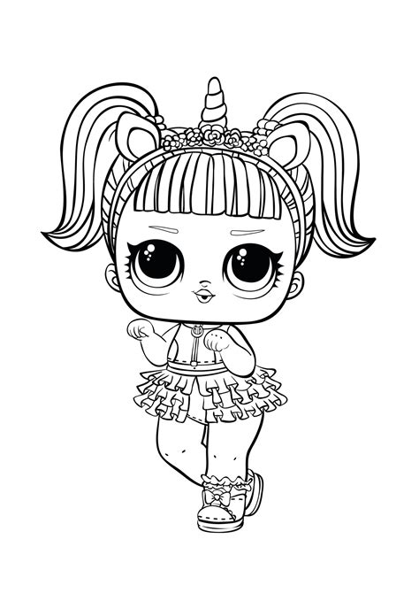 unicorn lol coloring page youngandtaecom coloriage  kitty