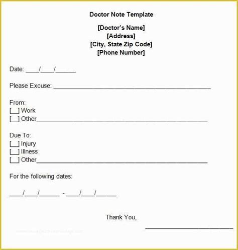 free doctors excuse template of doctors note template 8 free word