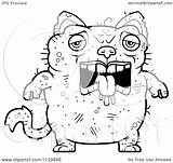 Ugly Cat Sad Cartoon Coloring Outlined Clipart Vector Thoman Cory sketch template