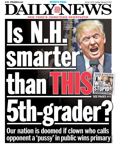 daily news blasts donald trump   hampshire primary business