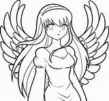 Coloring Anime Pages Angel Girl Cute Drawing Printable Angels Japanese Print Animel Simple Warrior Animation Color Colouring Coloring4free Unique Style sketch template
