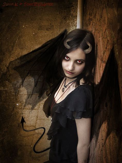 sweet looking cute succubus dark beauty black goth goth art