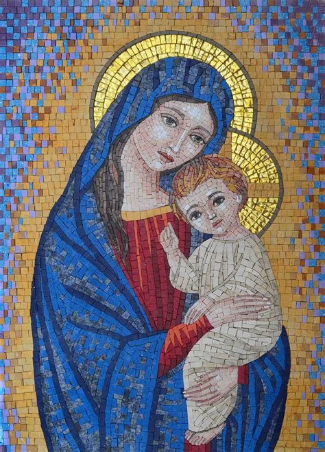 Mosaic Icon Portrait Of Virgin Mary Religious Mozaico Virgin