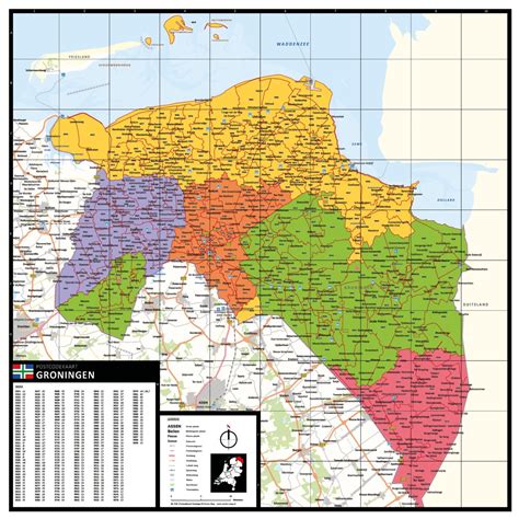 kaart groningen met postcodes provinciekaarten nederland vector map
