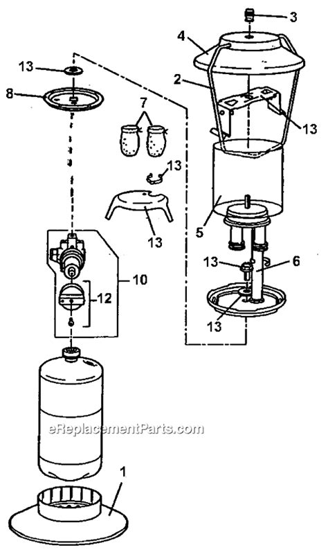 coleman dt  mantle propane lantern oem replacement parts  ereplacementpartscom