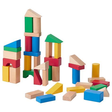 underhalla  piece wooden building block set multicolor ikea