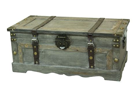 rustic gray large wooden storage trunk walmartcom