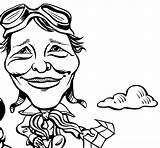 Amelia Earhart Coloring Cartoon Pages Color Cliparts Printable Getcolorings Getdrawings Library Clipart sketch template