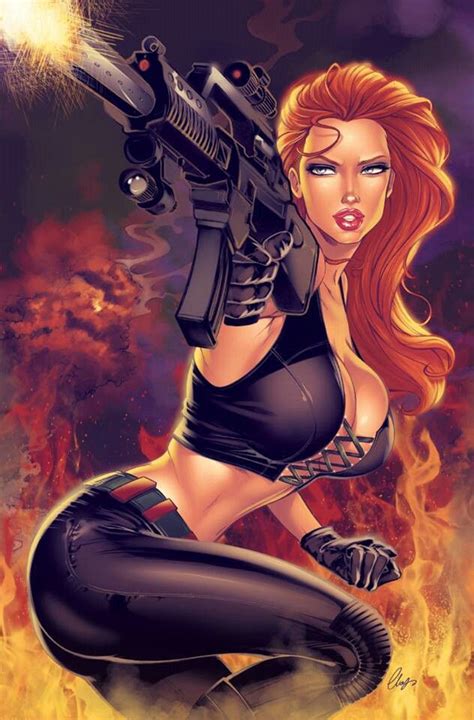 Hot Redhead Comic Book Characters Woman And Weapon