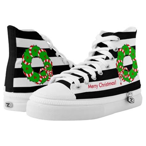 chic zipzcool christmas wreath  stripes high top sneakers ad christmas sneakers  fun