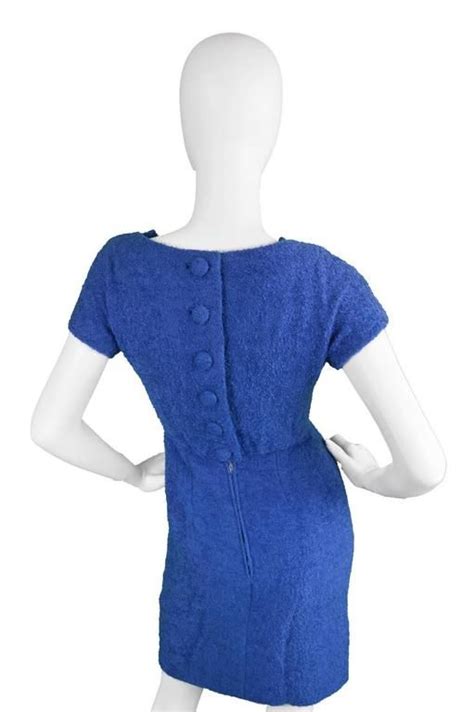 vintage 1960 s jacques heim blue boucle wool wiggle dress wiggle