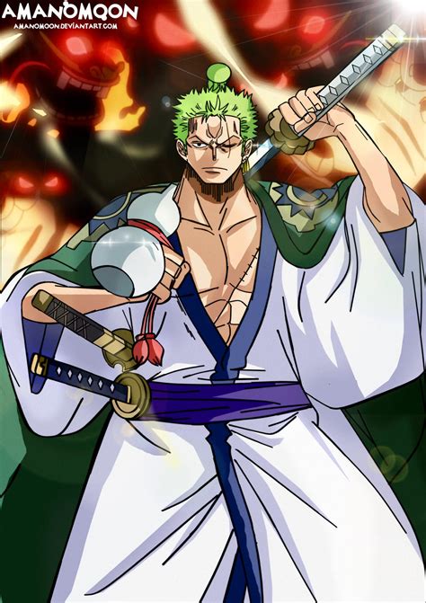 piece wano kuni arc zoro orochi poster anime  amanomoon  deviantart