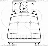 Bed Boy Clipart Coloring Cartoon Happy Vector Outlined Thoman Cory Royalty sketch template